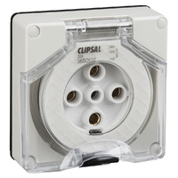 Clipsal 56 Series Round 5 Pin 32A Wall Socket Less Enclosure Grey