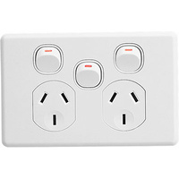 Clipsal Classic Double Powerpoint + Extra Switch