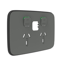 Clipsal Iconic Essence Connected Socket Double Powerpoint Skin Ash Grey