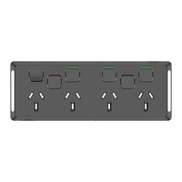 Clipsal Pro Quad Powerpoint 10A + 2 Extra Switches Skin Black