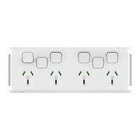 Clipsal Pro Quad Powerpoint 10A + 2 Extra Switches Skin White