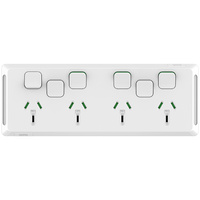 Clipsal Pro Quad Powerpoint 10A + 2 Extra Switches Less Mechs White