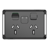 Clipsal Pro Double Powerpoint 10A + Power Indicator Skin Black