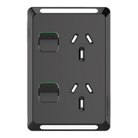 Clipsal Pro Double Vertical Powerpoint 10A Skin Black