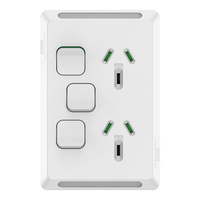 Clipsal Pro Double Vertical Powerpoint 10A + Extra Switch Skin White