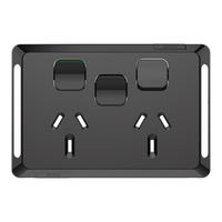 Clipsal Pro Double Powerpoint 10A + Extra Switch Skin Black