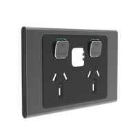 Clipsal Iconic Styl Connected Socket Double Powerpoint Skin Silver Shadow