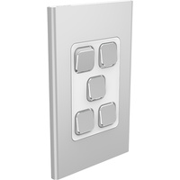 Clipsal Iconic Styl 5 Gang Switch Skin Silver