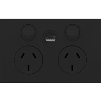 Clipsal Saturn ZEN Double Powerpoint with USB Charger Black