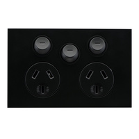 Clipsal Saturn ZEN Double Powerpoint + Extra Switch Black