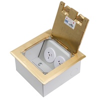 ECD Brass Shallow Flush Floor Box with Auto Switch GPOs