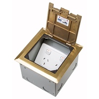 ECD Brass Flush Floor Box Suits 1 Standard GPO & 3 Gang Data Plate