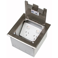 ECD Stainless Steel Flush Floor Box Suits 1 Standard GPO & 3 Gang Data Plate