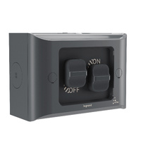 Legrand Aqua Life 2 Gang Weatherproof Switch Cement Grey