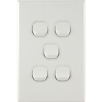 Connected Switchgear GEO 5 Gang Light Switch White