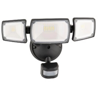 Mercator Onyx Triple Head Security Floodlight + Sensor Black