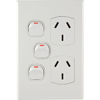 Connected Switchgear GEO Vertical Double Powerpoint + Extra Switch White
