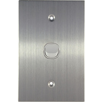 Connected Switchgear Stainless Steel 1 Gang Light Switch White
