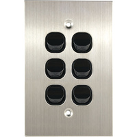 Connected Switchgear Stainless Steel 6 Gang Light Switch Black