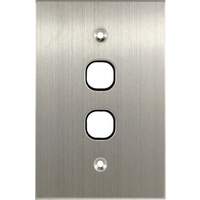 Connected Switchgear Stainless Steel 2 Gang Plate Black