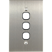 Connected Switchgear Stainless Steel 3 Gang Plate Black