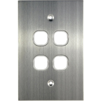 Connected Switchgear Stainless Steel 4 Gang Plate White