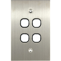 Connected Switchgear Stainless Steel 4 Gang Plate Black
