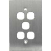 Connected Switchgear Stainless Steel 5 Gang Plate White