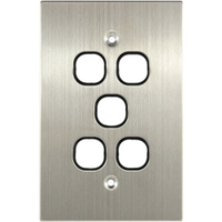 Connected Switchgear Stainless Steel 5 Gang Plate Black