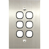 Connected Switchgear Stainless Steel 6 Gang Plate Black