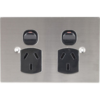 Connected Switchgear Stainless Steel Double Powerpoint Black