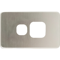 QCE Slimline Single Powerpoint Brushed Silver Metal Cover