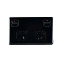 Tesla Double Pole Double Powerpoint 10A Black