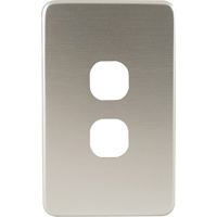 QCE Slimline 2 Gang Switch Brushed Silver Metal Cover