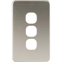 QCE Slimline 3 Gang Switch Brushed Silver Metal Cover