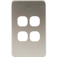 QCE Slimline 4 Gang Switch Brushed Silver Metal Cover