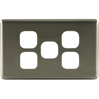 QCE Five Gang Aluminium Brushed Silver Metal Cover