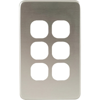 QCE Slimline 6 Gang Switch Brushed Silver Metal Cover