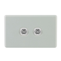 QCE Slimline Twin TV Outlet Antenna Socket for PAY TV (F-Type)