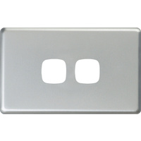 HPM Excel 2 Gang Light Switch Matt Silver Metal Cover