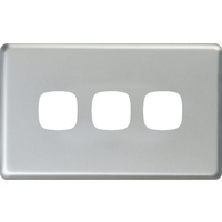 HPM Excel 3 Gang Light Switch Matt Silver Metal Cover