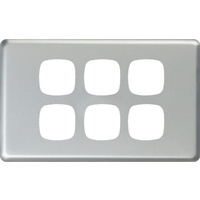 HPM Excel 6 Gang Light Switch Matt Silver Metal Cover