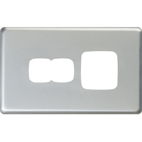 HPM Excel Single Powerpoint + Extra Switch Matt Silver Metal Cover