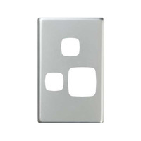 HPM Excel Vertical Single Powerpoint + Extra Switch Matt Silver Metal Cover