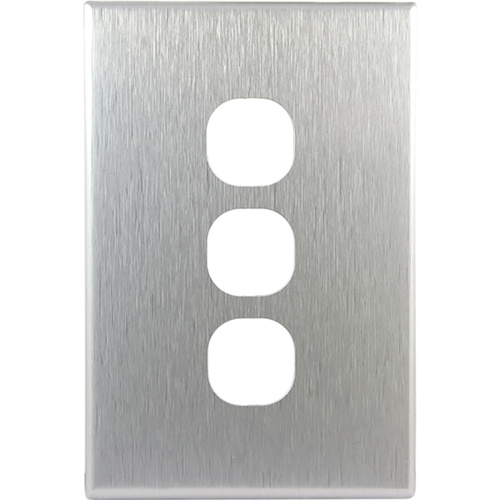 Connected Switchgear GEO 3 Gang Brushed Silver Aluminium Cover