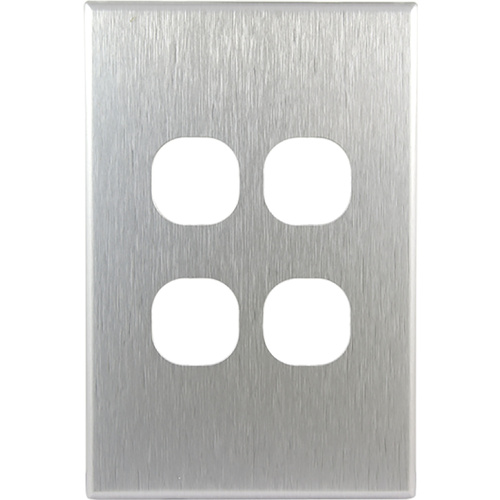 Connected Switchgear GEO 4 Gang Brushed Silver Aluminium Cover