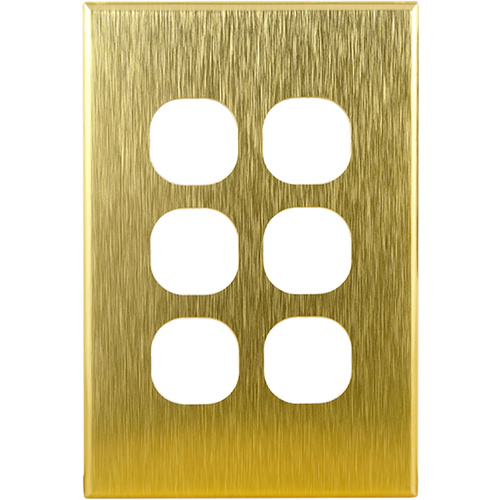 Connected Switchgear GEO 6 Gang Brushed Brass Aluminium Cover