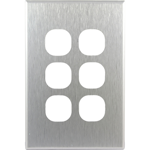 Connected Switchgear GEO 6 Gang Brushed Silver Aluminium Cover