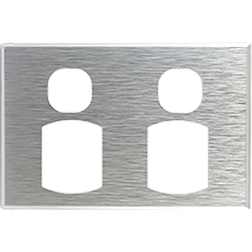 Connected Switchgear GEO Double Powerpoint Brushed Silver Aluminium Cover
