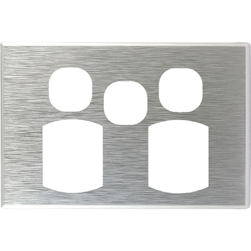 Connected Switchgear GEO Double Powerpoint + Extra Switch Brushed Silver Aluminium Cover